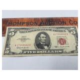 1963 red seal 5 dollar bill
