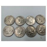 8 Kennedy half dollars
