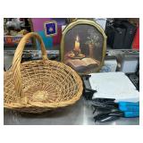 Hot plate,garden tools, basket and picture