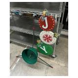 Christmas tree stand and metal decor