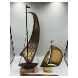 Metal and marble sail boats