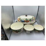 Enamel roasting pot and bowls