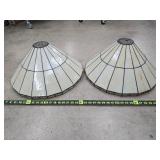Vintage stained slag glass shades see damage