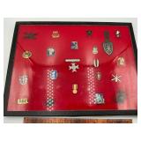 Antique military pins with display