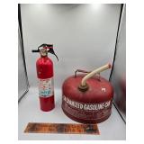 Gas can and fire extinguisher