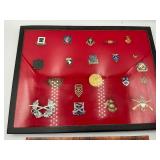Vintage military pins with display