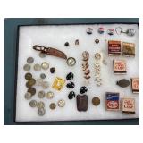 Vintage match books,pins,coins and other