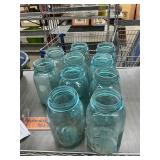 10 vintage blue jars