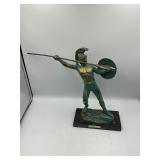Handmade bronze king Leonidas on marble base