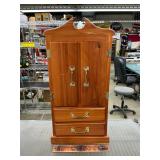 Cedar jewelry cabinet with contents