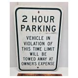 2 hour parking sign