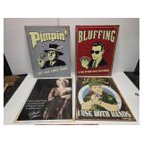 4 metal signs