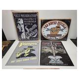 4 metal signs