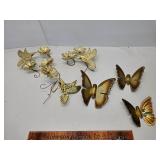 Mid century brass butterflies, birds and flowers