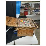 Vintage sewing basket and contents