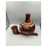 Clay water pot and cup