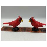 2 cast iron red birds