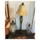 2 lamps and a candle