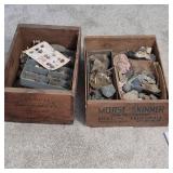 2 wooden boxes full of rocks