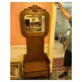 Antique oak hall tree