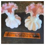 2 Fenton Silver Crest Ruffled Vases