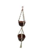 Macrame plant holder with wood holders