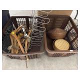 2 Clothesbaskets, Wooden Hangers & Shoe Rack