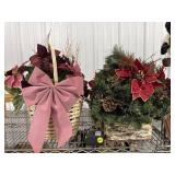 Pair of Poinsettias - 1 Lights Up
