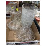 Glass Ice Bucket, Butter Dish (sm chip) & misc