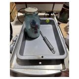 Baking Pans, Blue Jar & Ladle