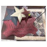 Wall Hanging, Metal Welcome Sign & 3 Metal Stars