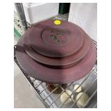 3 Wooden Holly Plates