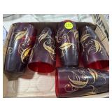 5 Red & Gold Glasses