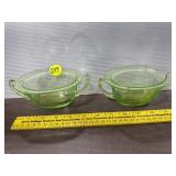 Green Glass Cream & Sugar