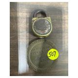 Brass Padlock No KEY & Brass Medallion