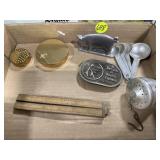 2 Vintage Compacts, Tea Ball, Folding Ruler, Misc.