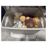 Stuffed Animals in a Tote w/Lid