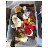 Stuffed Animals in Tote w/Lid