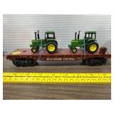 O Scale Wisconsin Flat Car w/2 JD Tractors