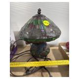 Stained Glass Looking Lamp-Has Bent Piece on Top