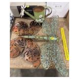 Metal Dragon Fly, Metal Butterfly & Watering Can
