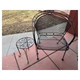 Wrought Iron Patio Chair & Small Stand