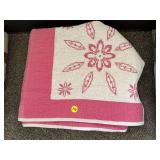 Embroidered Pink & White Quilt