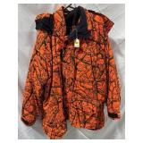 Cabelas 2XLT Orange Camo Coat w/Removable Liner