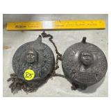 Antique Round Oak Stove Draft & Damper Controls