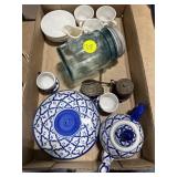 Misc. Dishes & Blue Jar