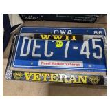 WWII Veteran License Plate & Holder