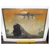 Antique Train & Airplane Print