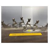 Antique Candle Holders Reindeer w/Sleigh & Santa