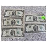 Bicentennial $2 Bills (5)